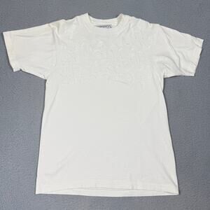Vintage Swan Magic Womens White Short Sleeve Embroidered Shirt